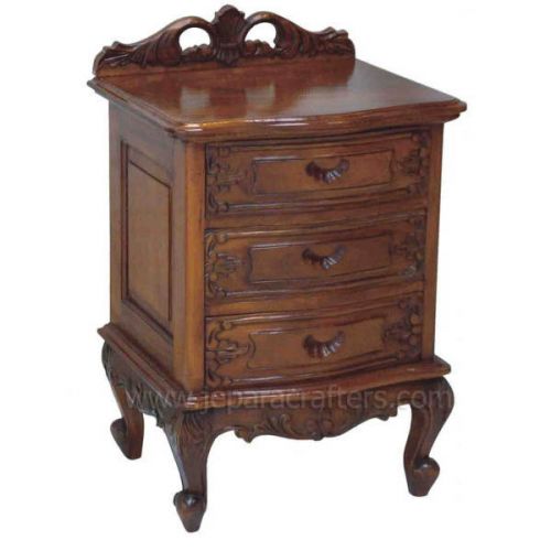 Mahogany Antique French Bedside 3 Drawers MHBS007